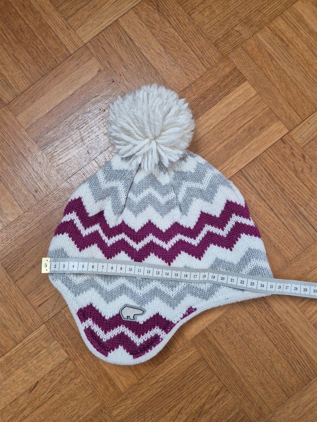 Altro abbigliamento per bambina: Kindermütze mit Bommel, weiss/grau/violette  Eisbär – Usato da Dietikon venduto da grafad 2