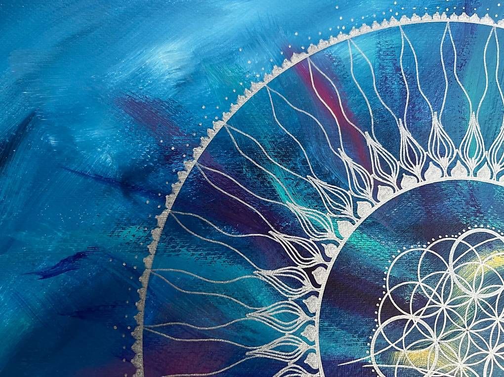 Dipinti: 70x50cm Bild blau Mandala – Usato da Urdorf venduto da manuela4 3