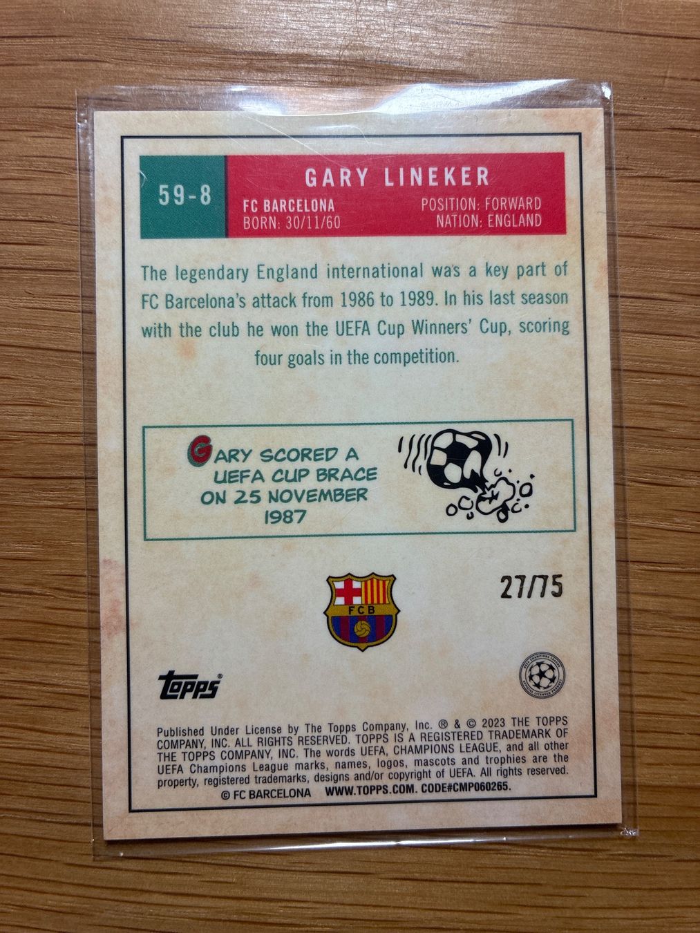 Topps Carte collezionabili: Topps Chrome Gary Lineker Barcelona  /75 – Usato da Solothurn venduto da MegaDaggi 1