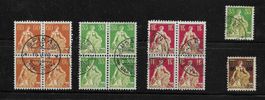LOT HELVETIA mit SCHWERT ab 1908 3 x VIERERBLOCK etc.