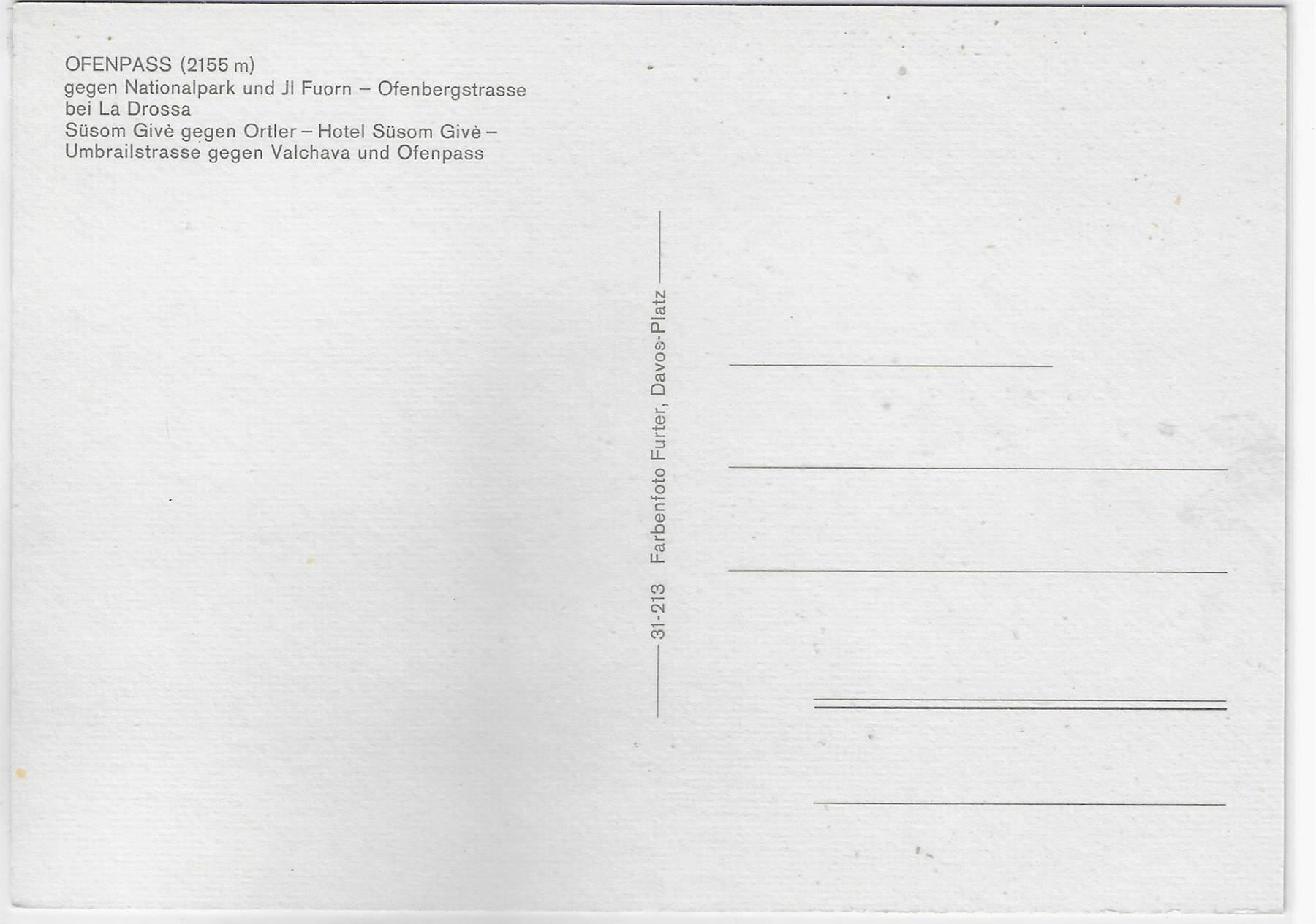 Cartes postales: Ofenpass - Hotel Süsom Give, Postauto – D'occasion à Ettingen par Kartenplanet 1