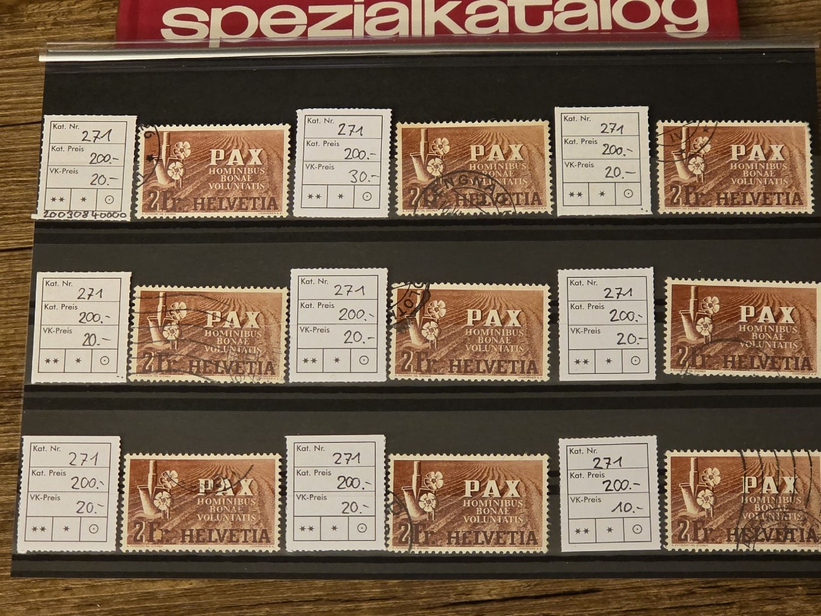 Tutti i francobolli: 9mal SBK 271 Kat. 1800.- PAX – Usato da Wangen venduto da Abartix