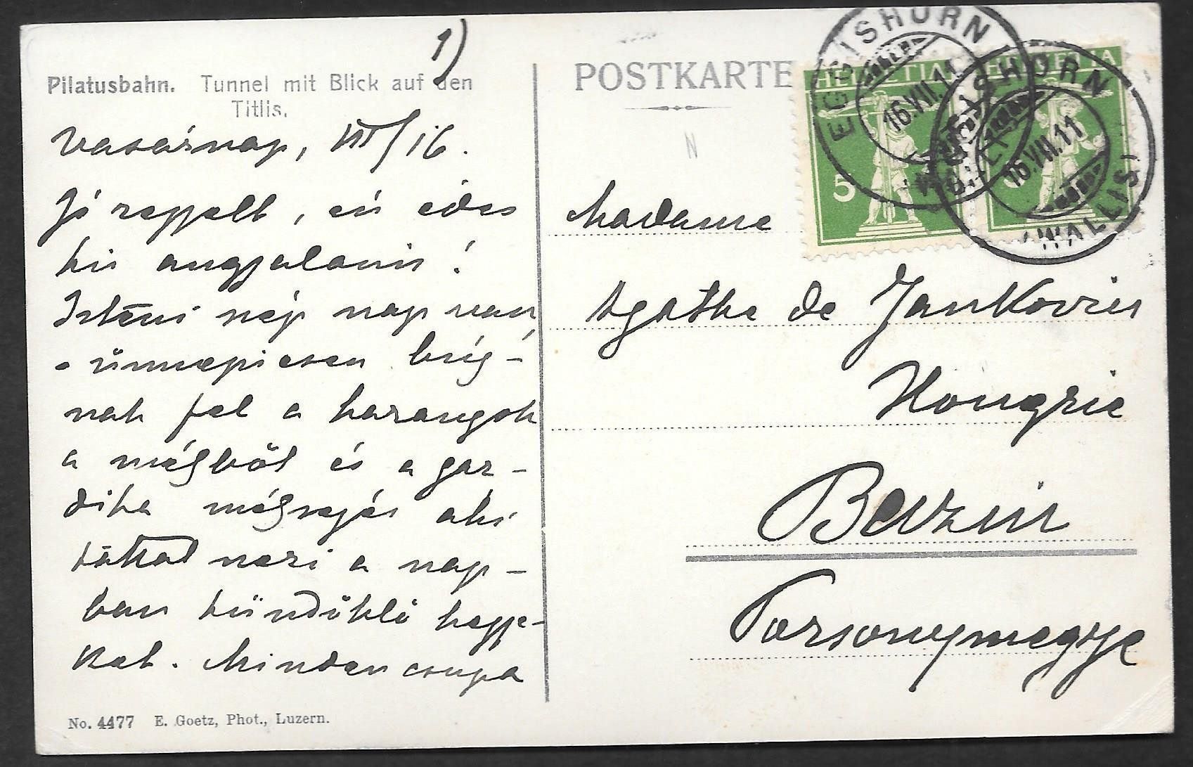 Cartoline postali: Pilatusbahn Tunnel mit Blick auf Titlis – Usato da Olten venduto da clotaldi 1