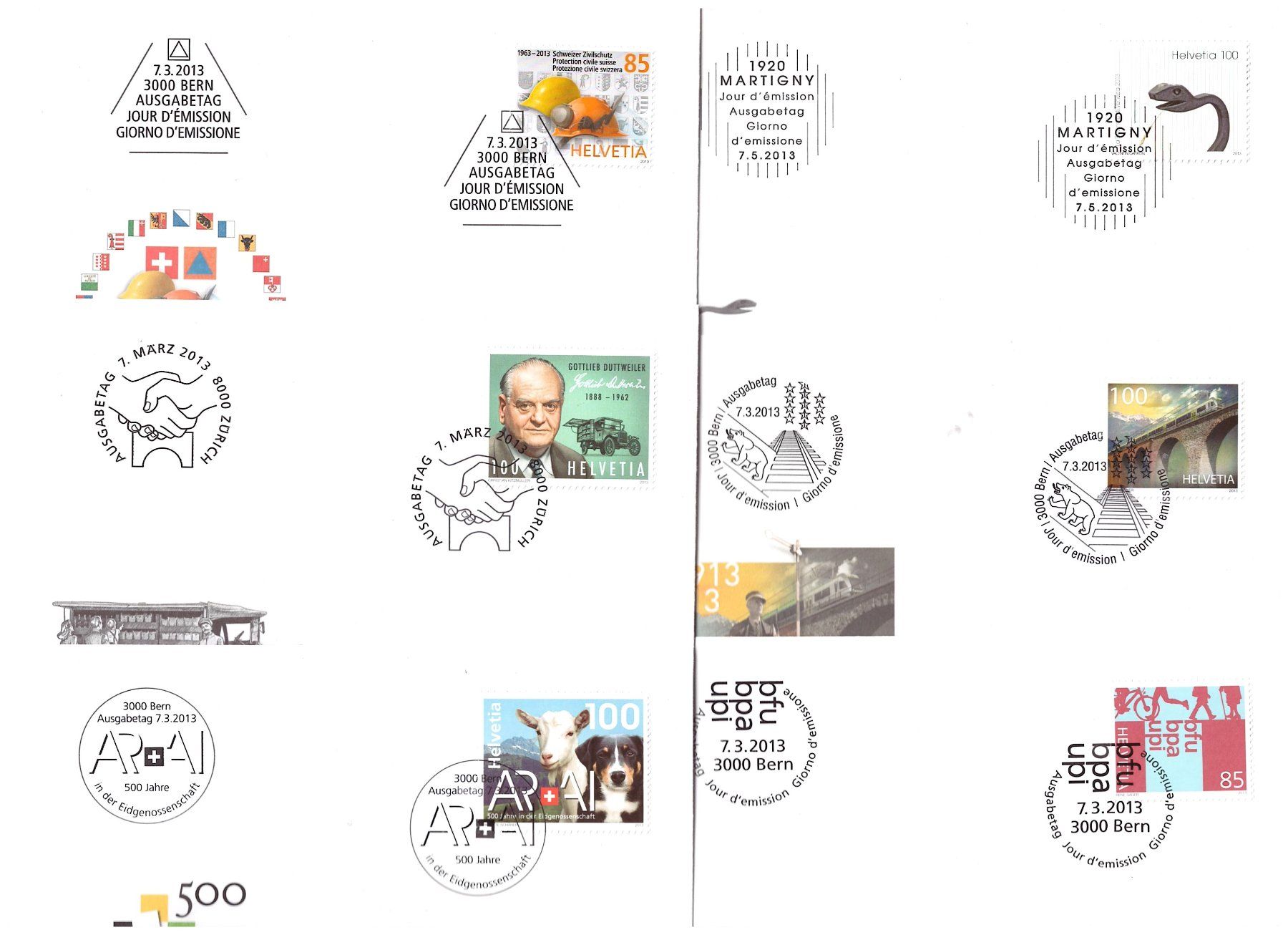Tutti i francobolli: 2013 FIRST DAY COVER – Usato da Dübendorf venduto da Piero2 2