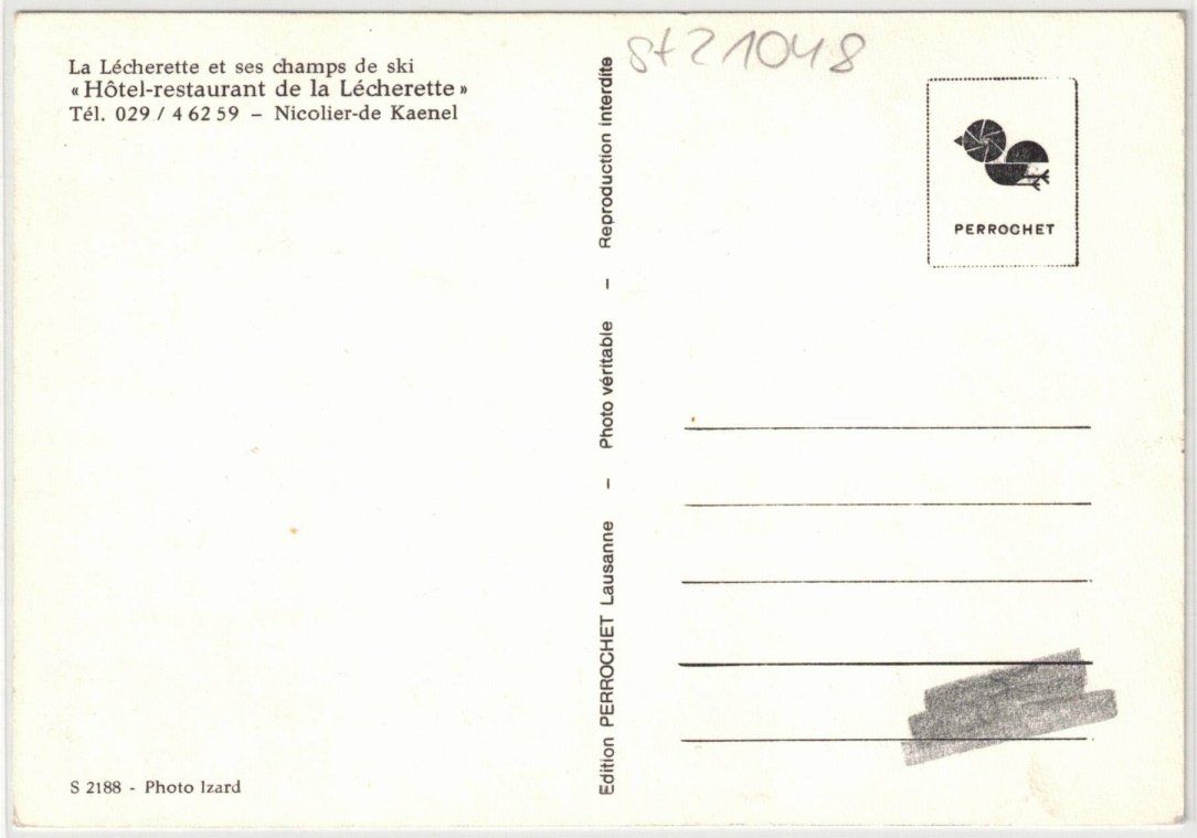 Cartoline postali: Col des Mosses - Skilift Lécherette – Usato da Binningen venduto da Mountainrider 1