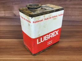 Alter Gebrauchter Lubrex Kettenöl Blech Kanister von Bucher