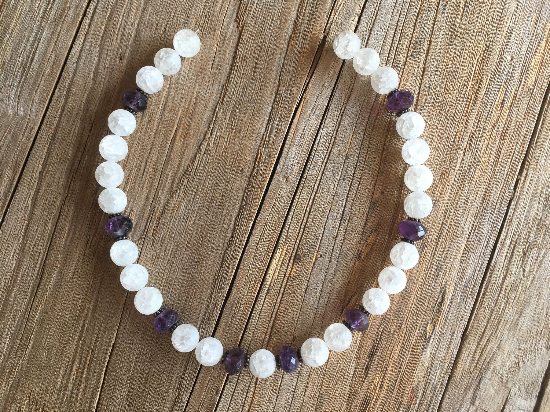 Catenine: BERGKRISTALL / AMETHYST / SILBERTEILE  LÄNGE 40cm – Nuovo e nell'imballaggio originale da Aesch ZH venduto da LiquidAktion