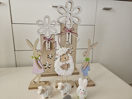 Osterdeko Frühling Holzhasen Schaf Deko Figuren Set