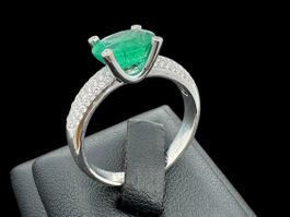 Smaragd 2.1c Diamanten 0.6c Ring 18k WG Gr 59 Zerti *S1520