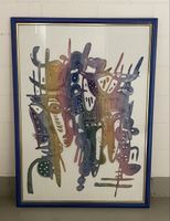 Bild, 69 x 94 cm, Batik Masken aus Bali, handgemalter Ramen