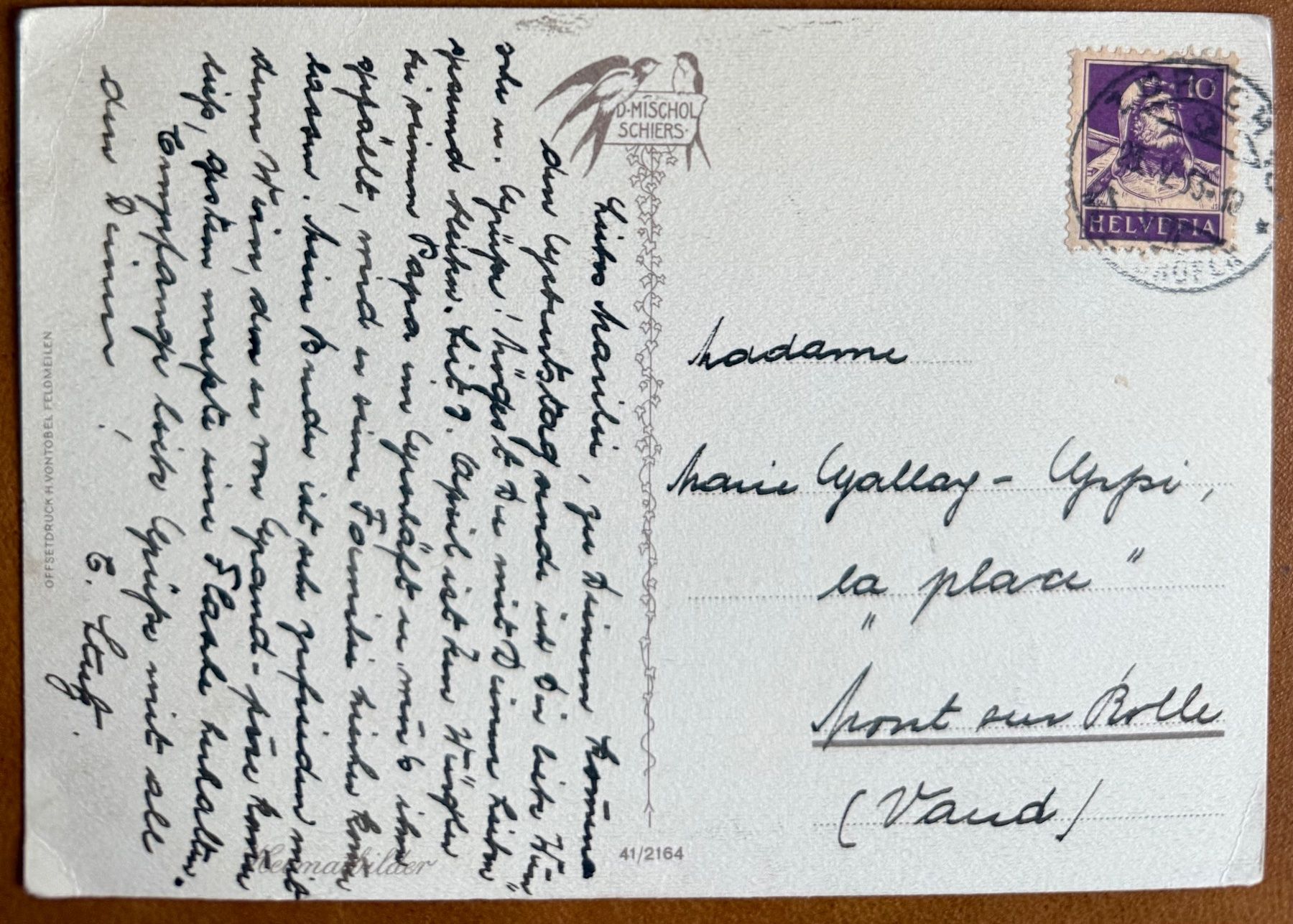 Ansichtskarten: MALANS - LANDQUART - 1933 – Gebraucht aus Lutry von Ediego 1