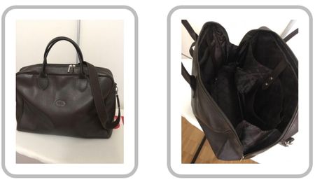 Vintage Longchamp Leder Umhänge Tasche Business dunkel braun