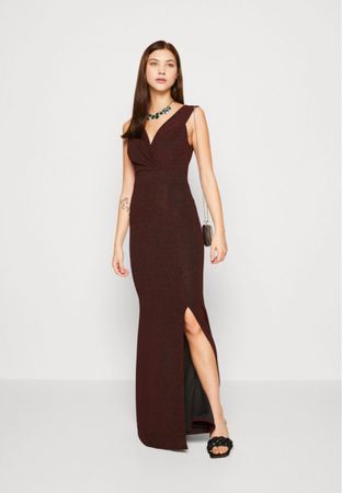 Wal G. Abendkleid weinrot mit Glitzer Grösse M