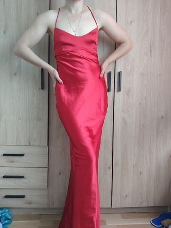 Elegant Red Satin Maxi Dress for Summer Events 