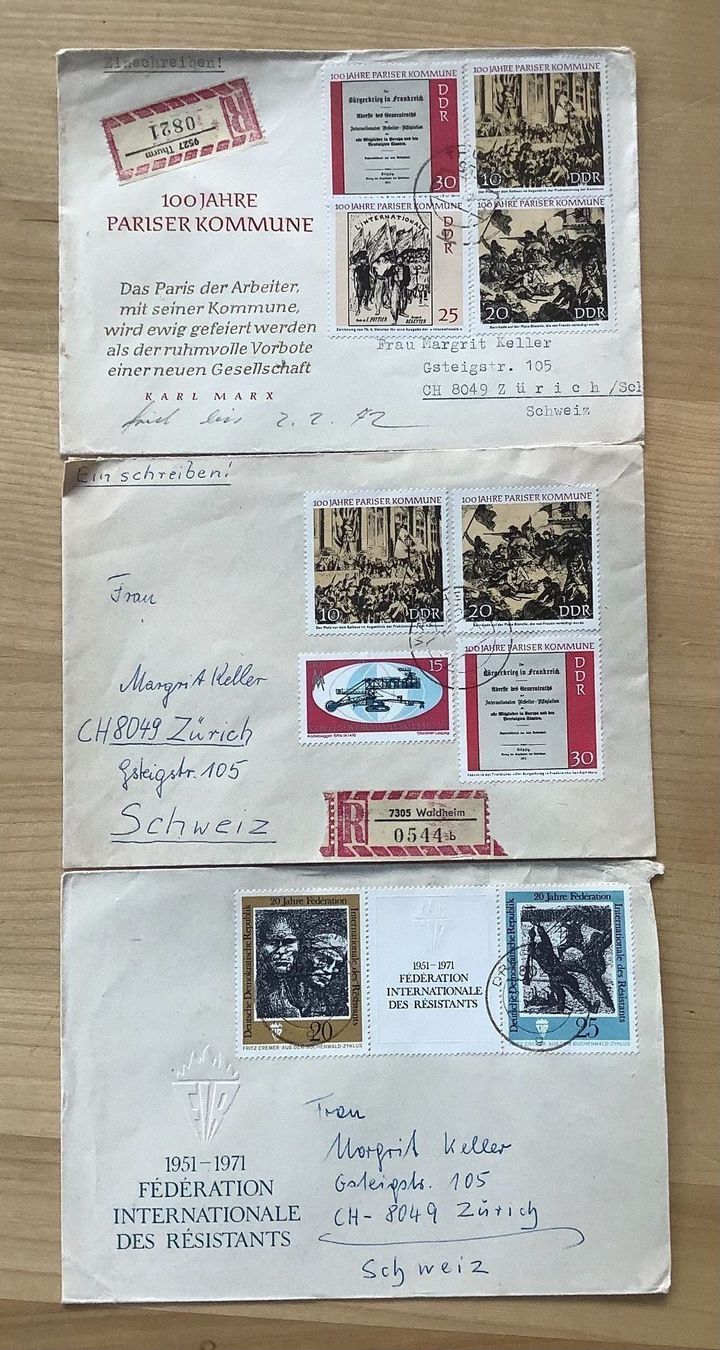 Tutti i francobolli: Sonderbriefmarken DDR 3 Couvert – Usato da Zürich venduto da ruedigg