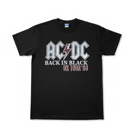 T-Shirt AC/DC Back In Black UK Tour '80 Gildan Rock Band - M