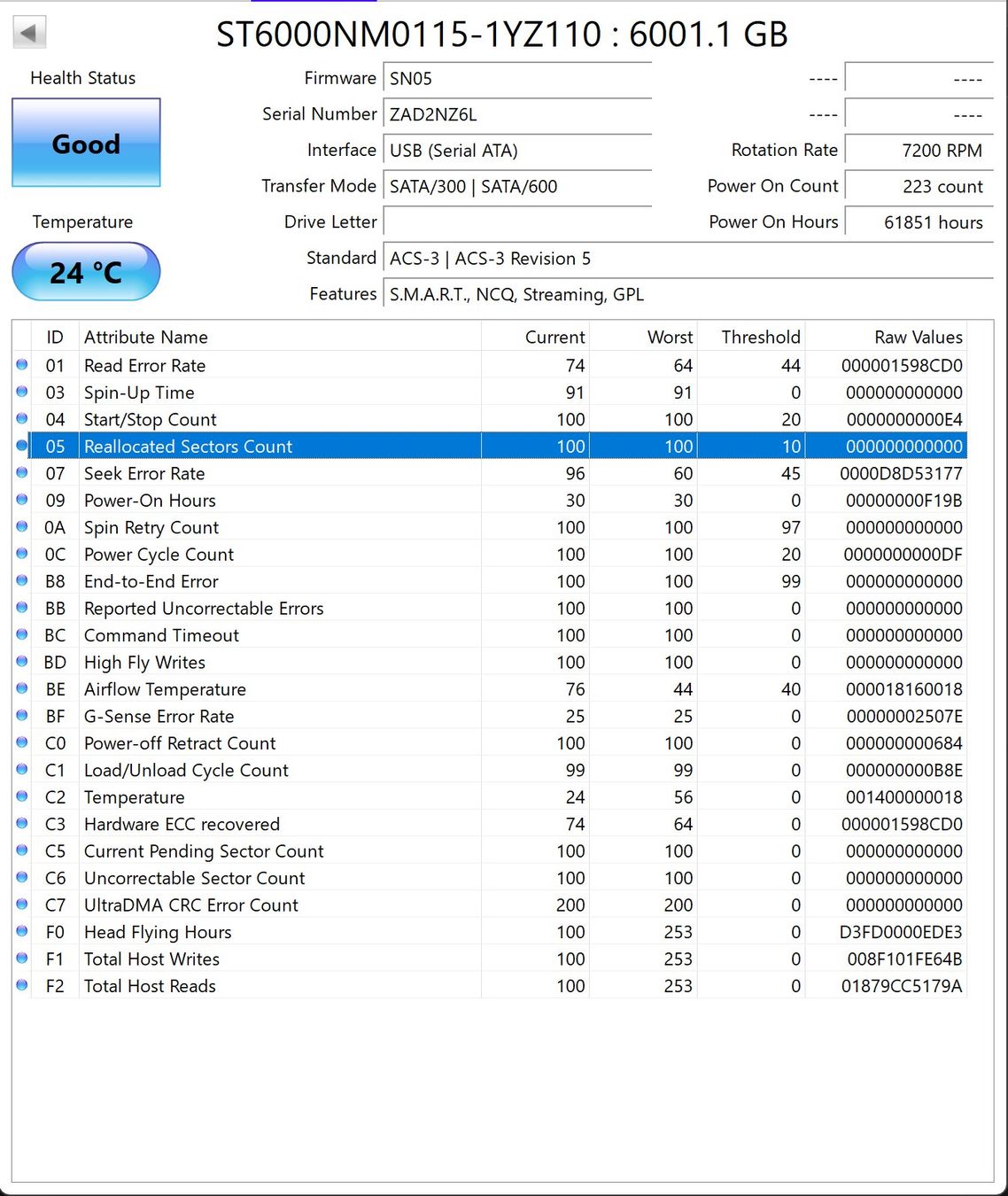 Seagate Harddisks: Disk SATA 6Tb Seagate Exos - 61851 Stunden – Gebraucht aus Zürich von Lock5151 2
