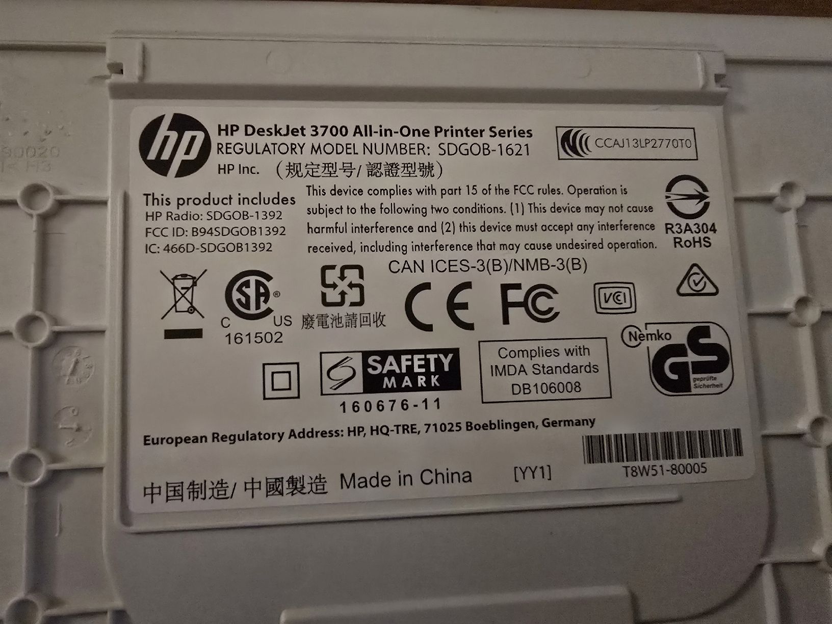 Hewlett Packard Stampanti: Imprimante HP DeskJet 3760 – Nuovo (secondo la descrizione) da BERN venduto da froggyinternationale 2