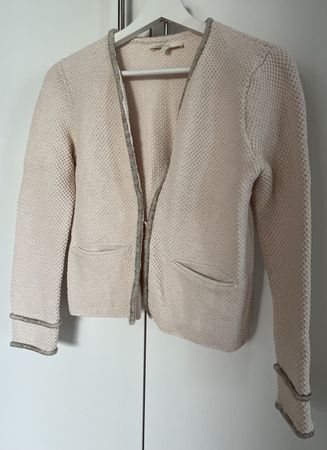 MAJE Strickjacke Beige Gr. 1, Perlenbordüre