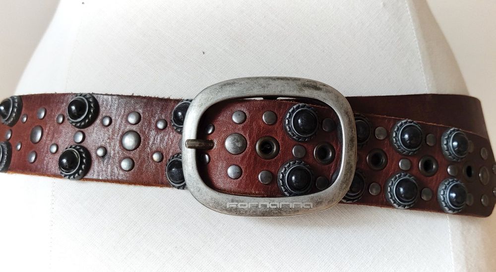 Beltiscool Herren-Gürtel Aus Massivem Leder – Vintage-Look Mit Nieten, 38 Mm Breit