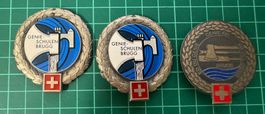 3 BÉRET ABZEICHEN SCHWEIZER ARMEE, GENIE SCHULEN BRUGG / OS