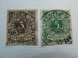 Reichspost 1889 Freimarken 5 Pfg. + 3 Pfg. Gestempelt