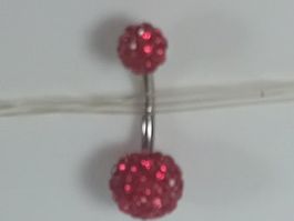 bauchnabelpiercing,,mit kristall,,,rot