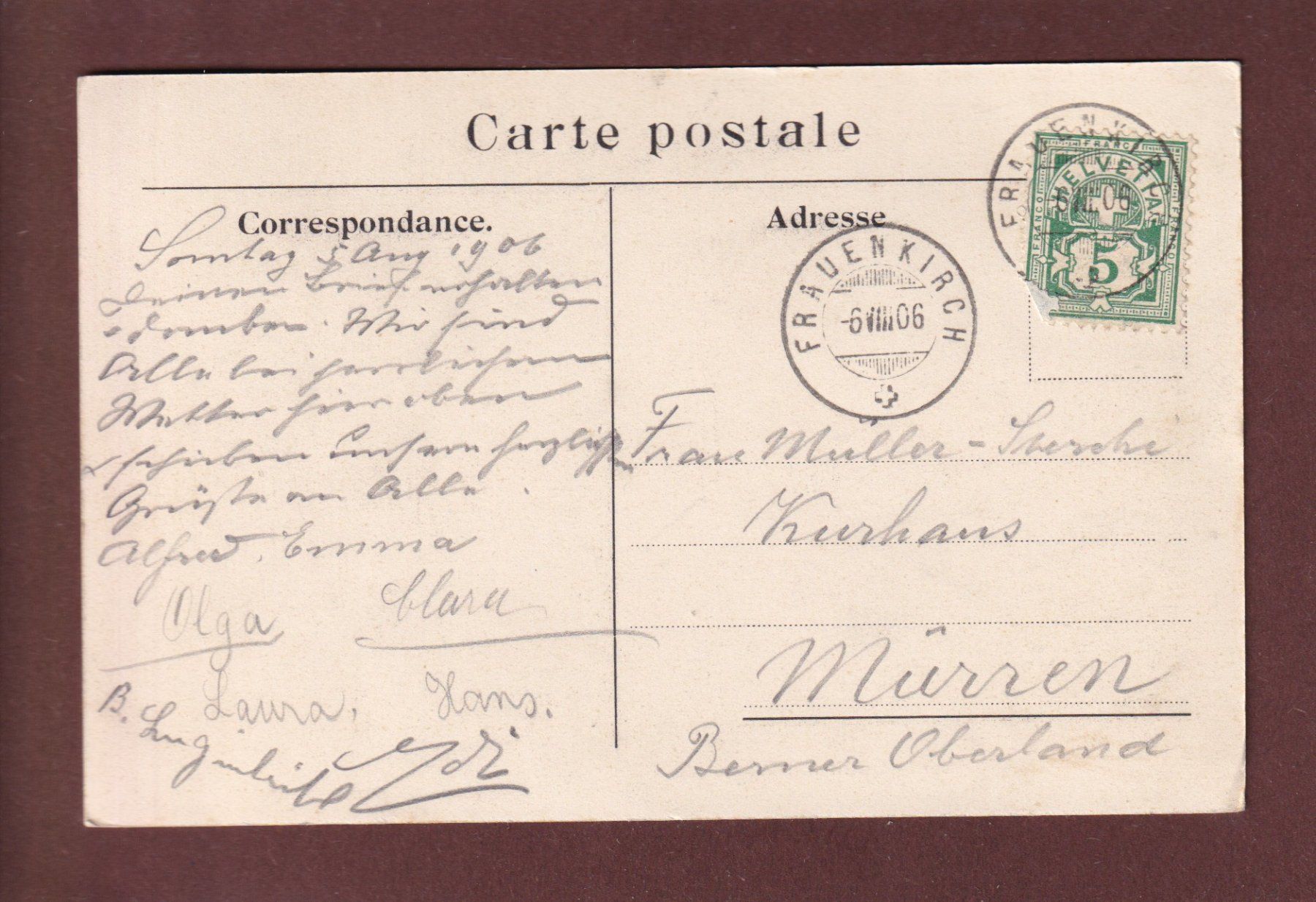 Ansichtskarten: DAVOS - Sertig-Dörfli - Wasserfall - 1906 – Gebraucht aus Pully von nicecards 1