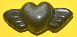 Deko Heilstein K-793 – Herz mit Flügel–Gold Obsidian 26x10mm