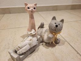 3 Katzenfiguren aus Keramik