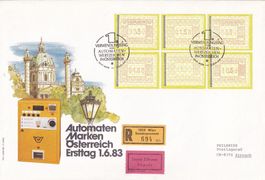 LOT Automatenmarken Österreich 1983 inkl. ET Brief/88/95
