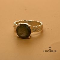 Silberring mit Labradorit, Gr. 58