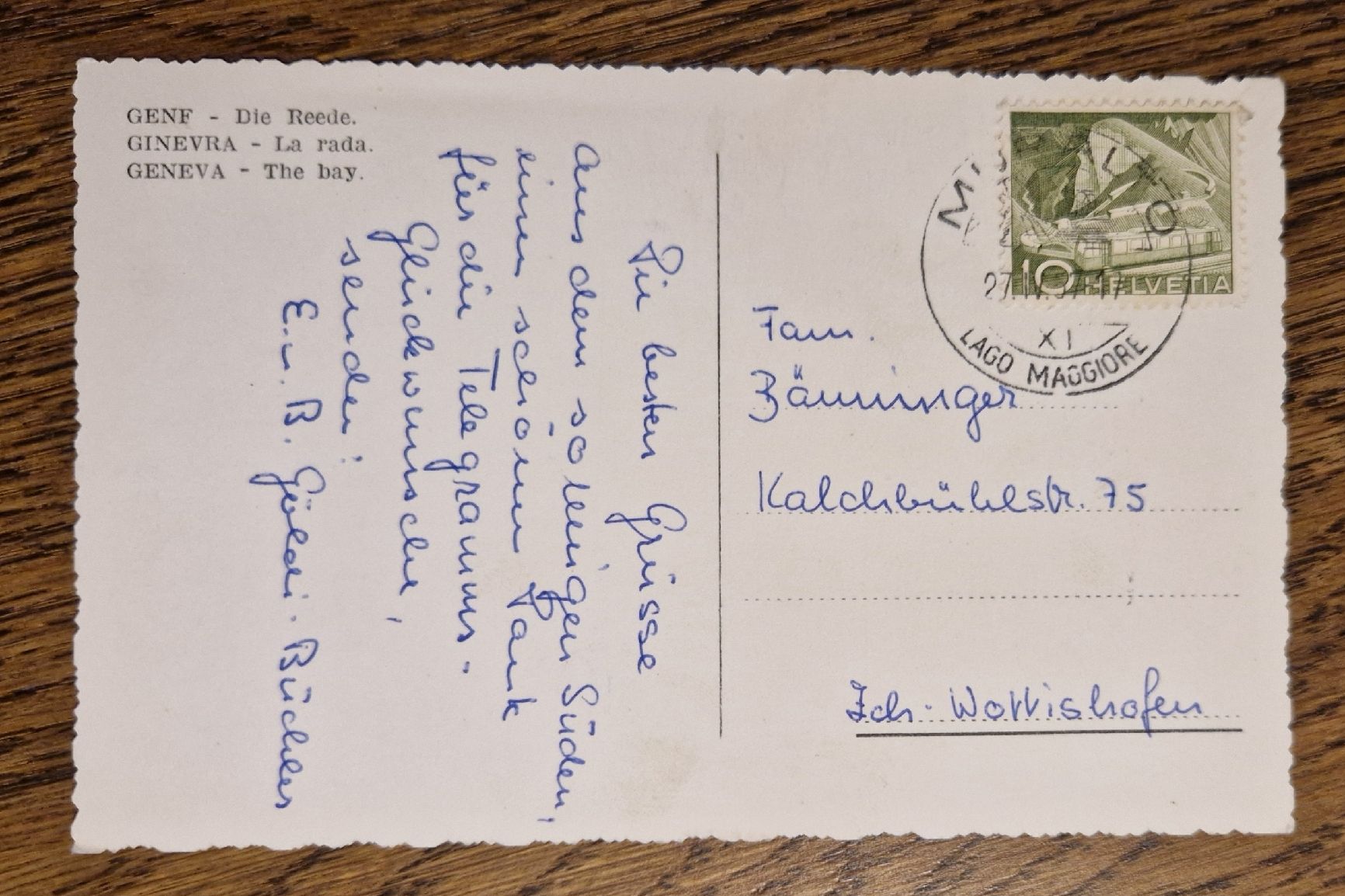 Cartoline postali: Genf - Die Reede 1960 – Usato da Ebikon venduto da Donar50 1