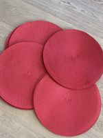 Set of 12 Red Round (37cm wide)  Placemats, Like New!