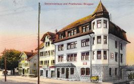 AK ST. GALLEN BRÜGGEN GEMEINDEHAUS + POSTBUREAU 1920