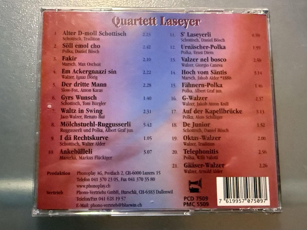 CD: Quartett Laseyer Appenzell CD Schweizer Volksmusik – Usato da Oberried Brienz venduto da Chyara 1