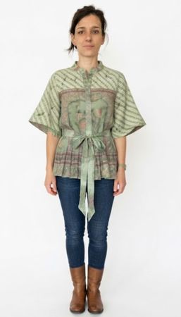 Chemisier Cofur Danemark soie vert motifs Taille  U