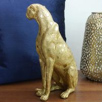 Leopard sitzend in Gold Dekoration Neu /OVP