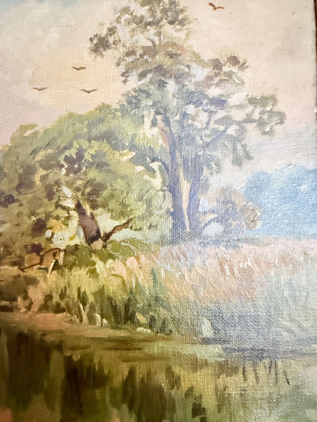 Dipinti: Gemälde, Flusslandschaft mit Boot, signiert E. Forster. – Usato da Aesch ZH venduto da Tomy007008 3