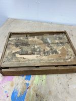 Sehr alte Holzbausteine mit Holzkiste