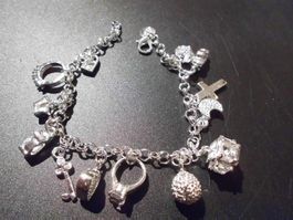 Armband silberfarbig, verschiedene Anhänger