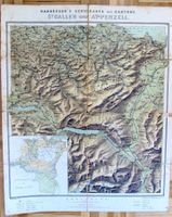 Antike Schülerkarte Kantone Appenzell und St. Gallen (1903)