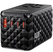 Reiseadapter 5 in 1, 140W, USB-C USB-A Schnellladung