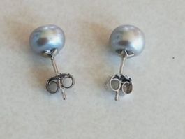 Süsswasser Perlen Ohrstecker, Silber 925 Rhodiniert.