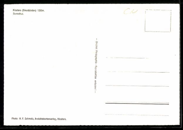 Cartoline postali: AK Klosters /Graubünden, Hotel Sunnehus – Usato da Berlin venduto da bartko-reher 1