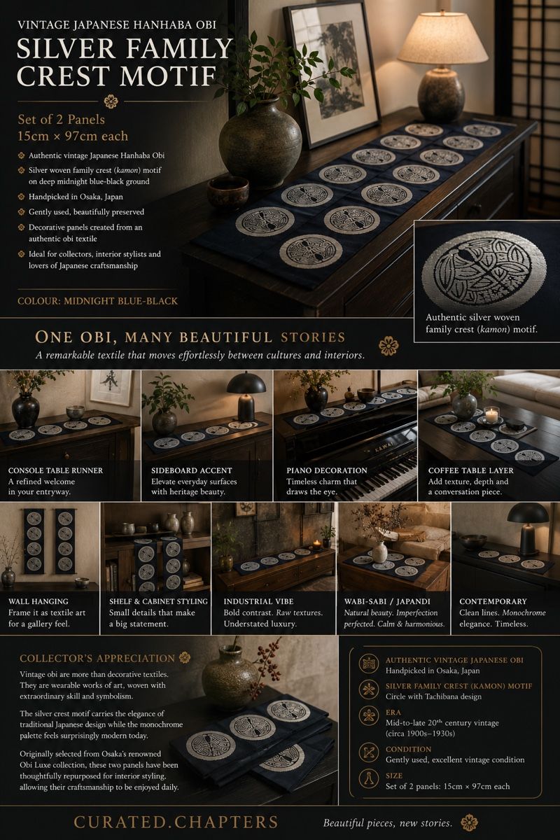 Tutte le decorazioni: Vintage Japanese Obi | Silver Kamon – Usato da Zürich venduto da Curated.Chapters 1