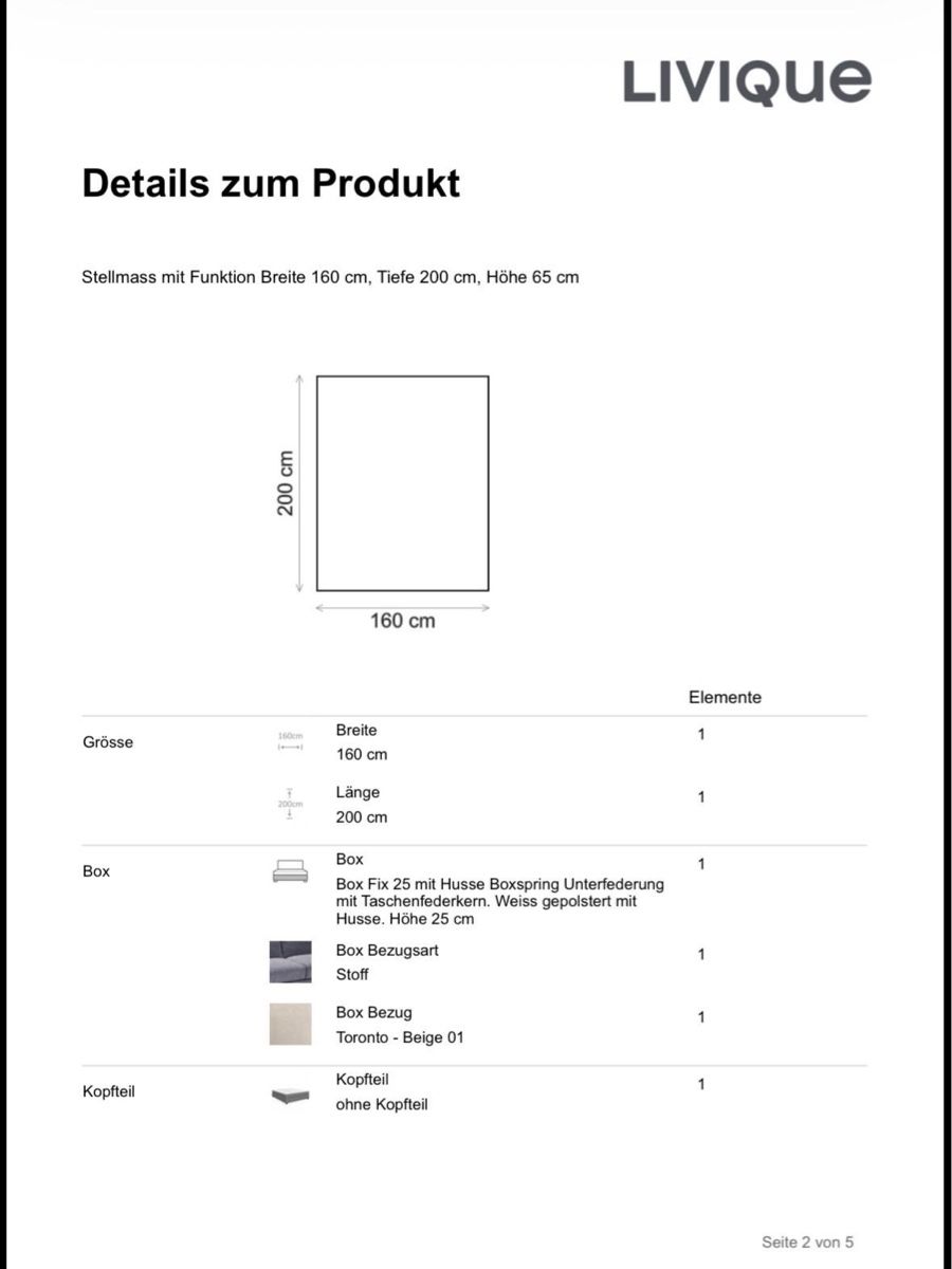 Betten: LIVIQUE Boxspringbett Cloud 160x200 cm mit Matratze – Neu (gemäss Beschreibung) aus Dietikon von sorry.7000 6