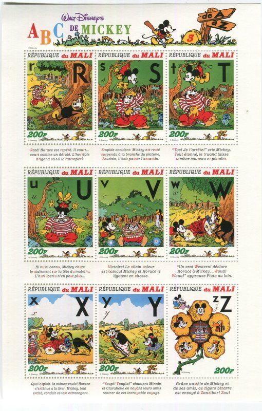 Tutti i francobolli: Block "Walt Disney. Micky Maus". Mali – Nuovo e nell'imballaggio originale da Basel venduto da Butsch5
