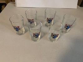 Set mit 6 kleinen Vintage-Gläsern aus Aargau, Schweiz