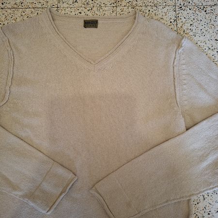 Pull col V Kenzo Homme beige / sable - Coton - Taille s